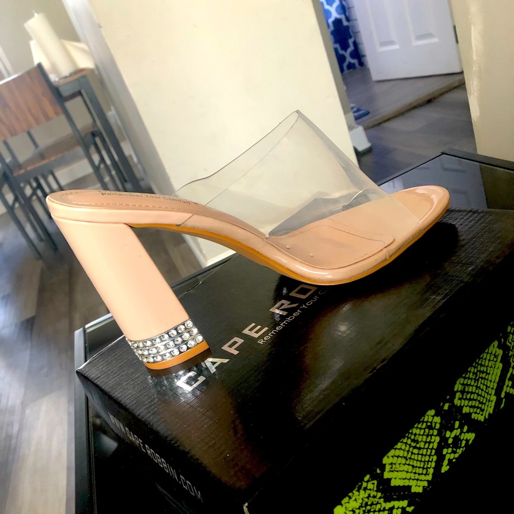 Clear chunky heel